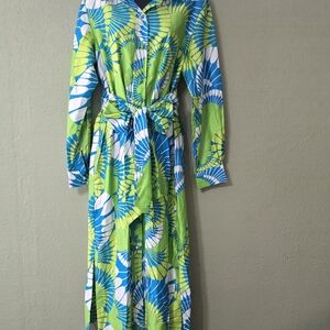 Vintage Penthouse Gallery Inc NY  Green and Blue Long Sleeve Dress Size L